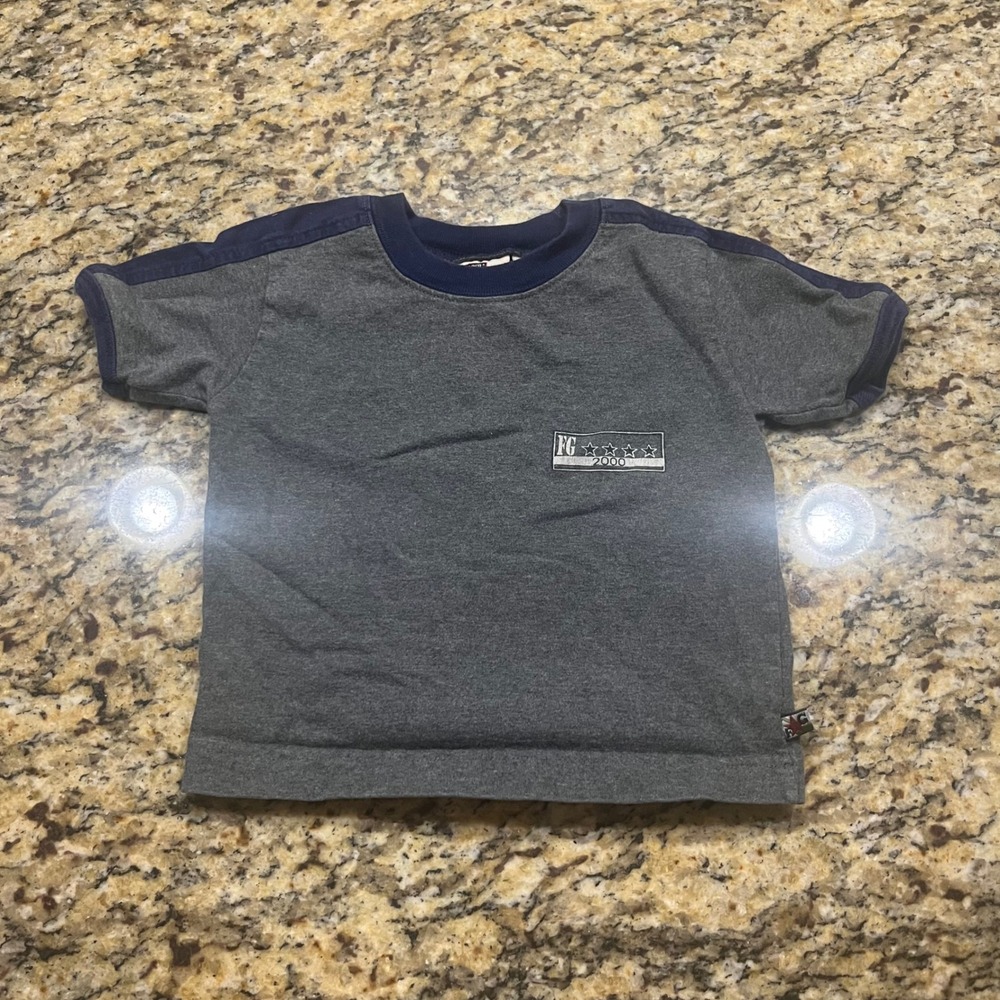 Vintage Faded Glory Boys Ringer T-Shirt Gray Navy Blue 18 Months Cotton 2000